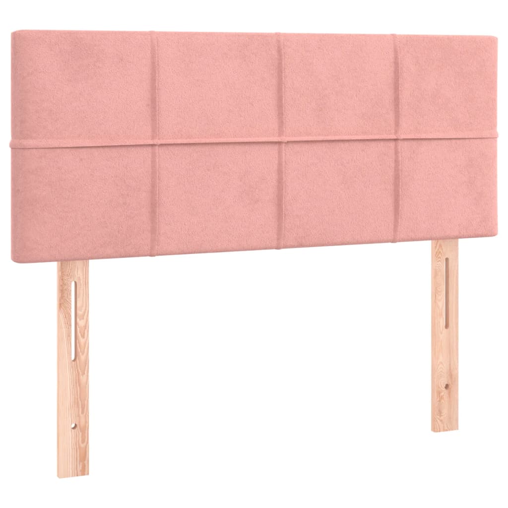 Pat box spring cu saltea, roz, 80x200 cm, catifea