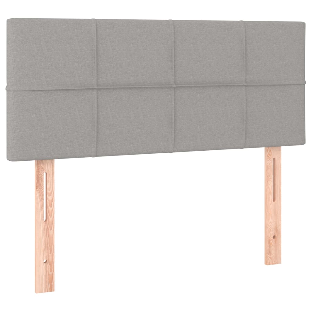 Pat box spring cu saltea, gri deschis, 90x190 cm, catifea