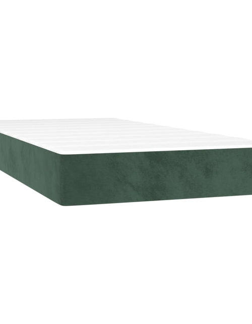 Загрузите изображение в средство просмотра галереи, Pat box spring cu saltea, verde închis, 90x190 cm, catifea
