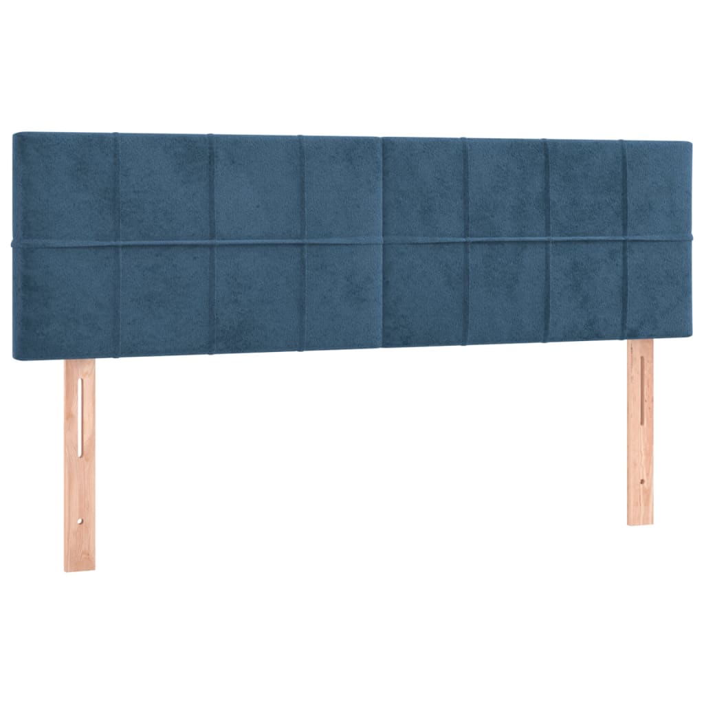 Pat box spring cu saltea, albastru închis, 140x190 cm, catifea