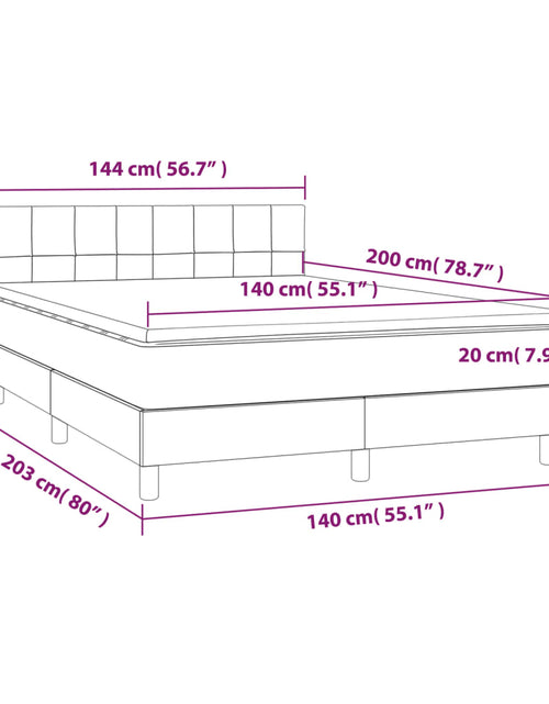 Загрузите изображение в средство просмотра галереи, Pat box spring cu saltea, gri deschis, 140x200 cm, catifea
