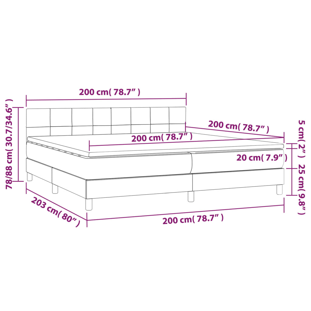 Pat box spring cu saltea, verde închis, 200x200 cm, catifea