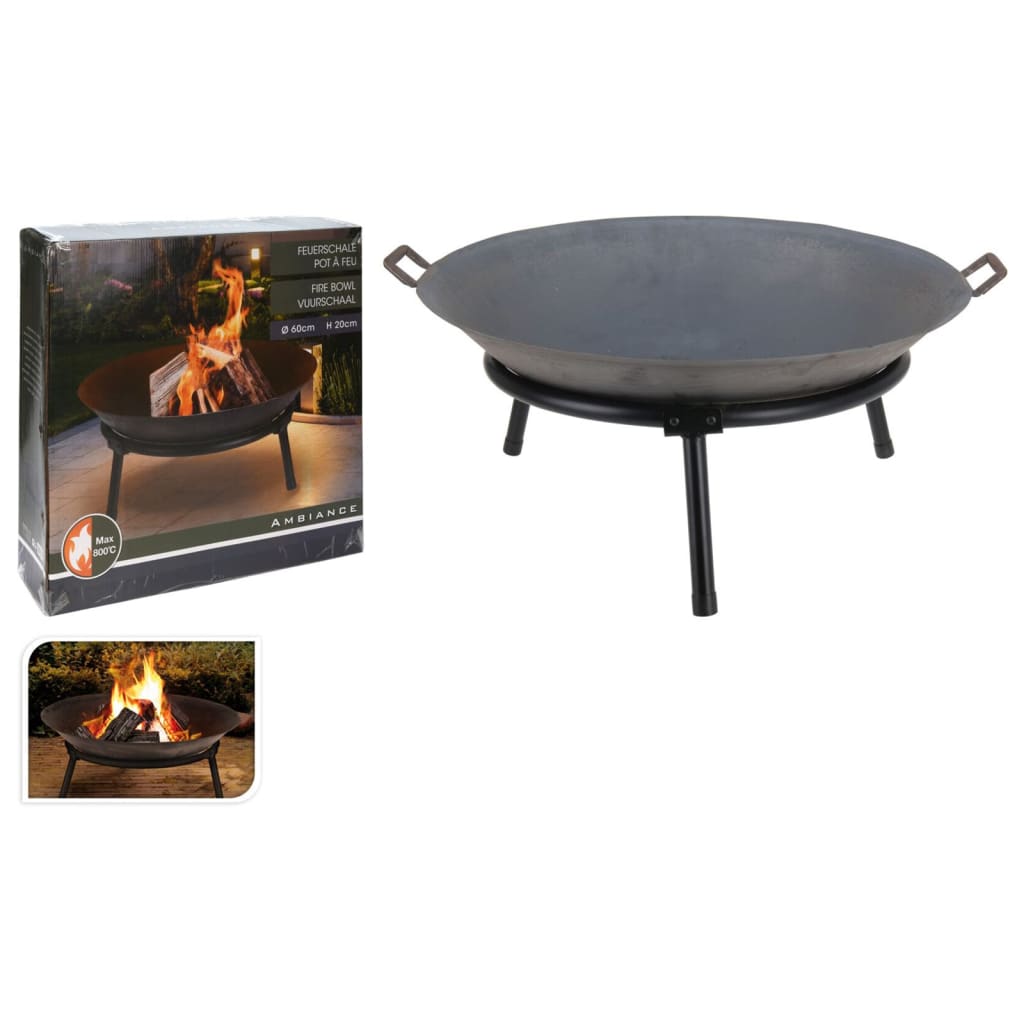 442162 ProGarden Fire Bowl with Handles Cast Iron 60 cm