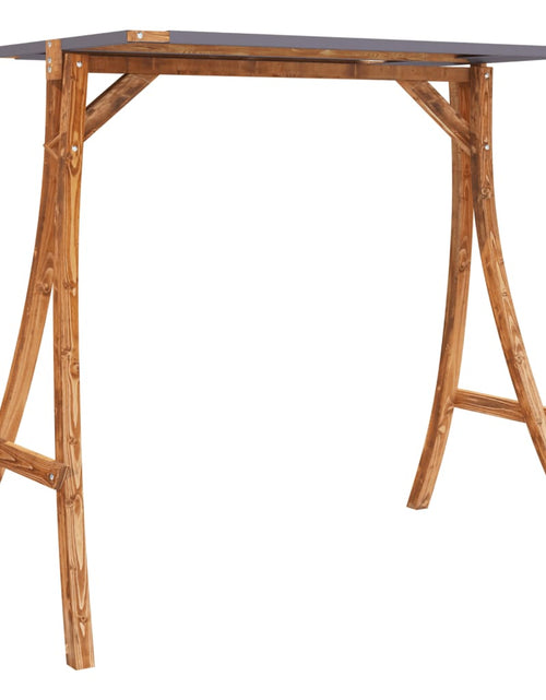 Încărcați imaginea în vizualizatorul Galerie, Pat balansoar cu baldachin, lemn masiv molid cu finisaj din tec - Lando
