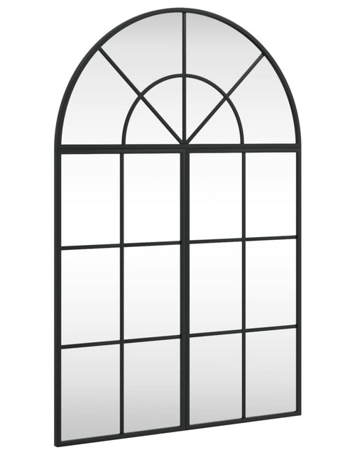 Încărcați imaginea în vizualizatorul Galerie, Oglindă de perete, negru, 60x90 cm, arcuită, fier
