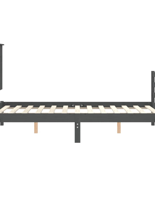 Загрузите изображение в средство просмотра галереи, Cadru de pat cu tăblie, gri, 140x190 cm, lemn masiv

