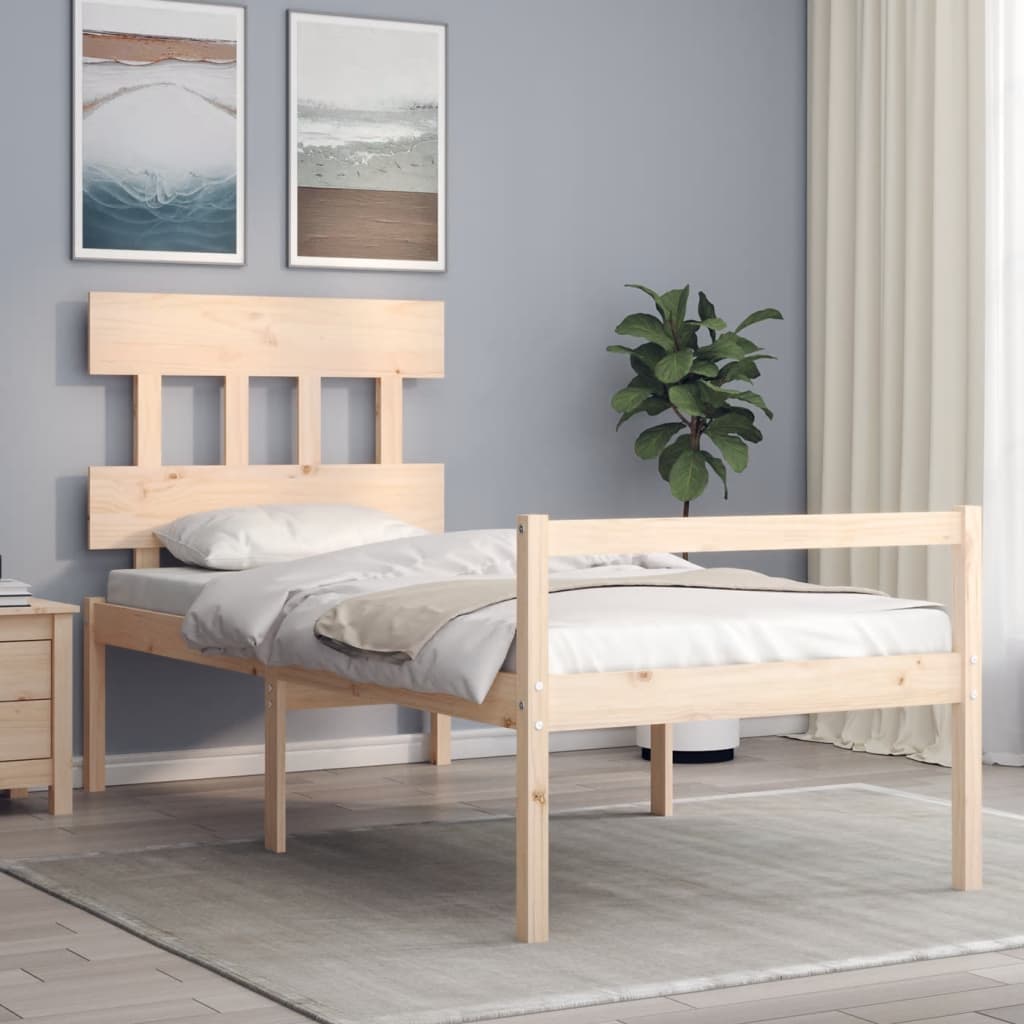 Cadru de pat senior cu tăblie, 100x200 cm, lemn masiv