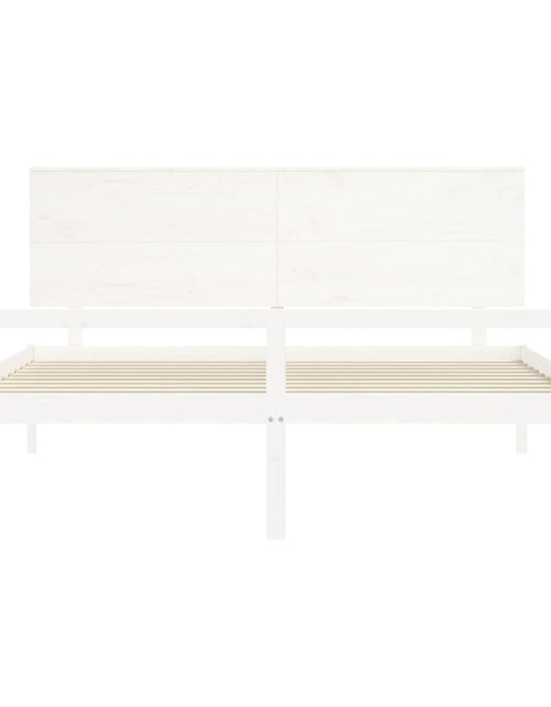 Загрузите изображение в средство просмотра галереи, Cadru de pat senior cu tăblie, 200x200 cm, alb, lemn masiv

