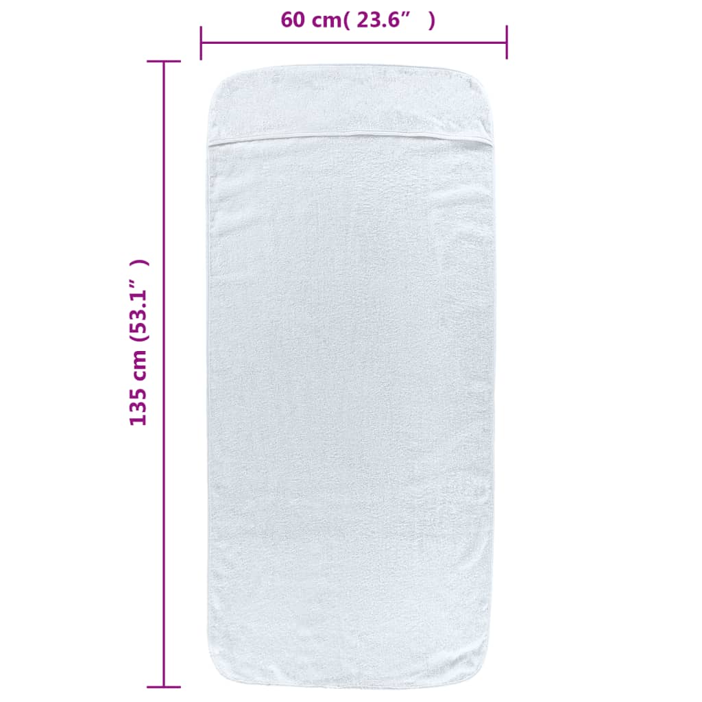 Prosoape de plajă, 6 buc., alb, 60x135 cm, textil 400 GSM