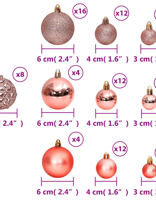 Загрузите изображение в средство просмотра галереи, Globuri de Crăciun, 100 buc., roz și trandafiriu, 3 / 4 / 6 cm

