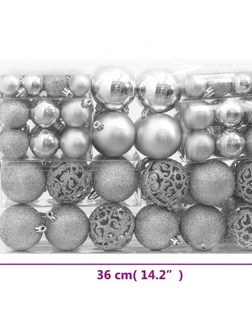 Загрузите изображение в средство просмотра галереи, Set globuri de Crăciun 111 buc., argintiu, polistiren
