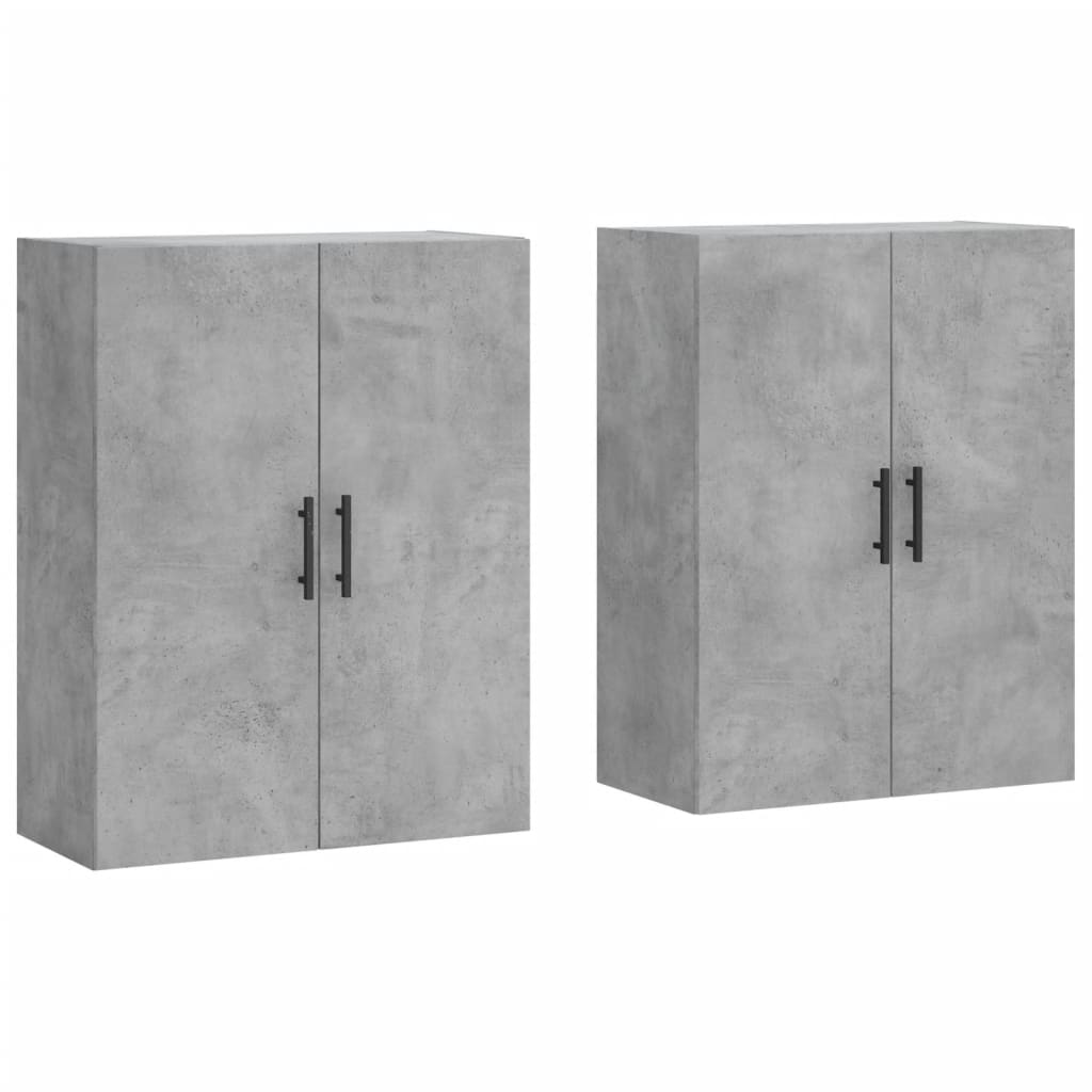 Dulap cu montaj pe perete, 2 buc, gri beton, 69,5x34x90 cm