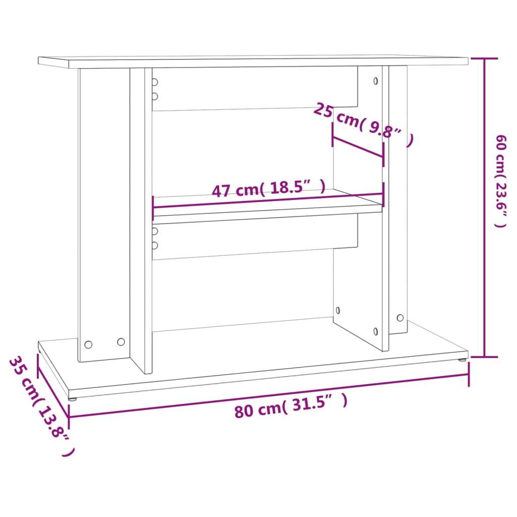 Suport acvariu, stejar sonoma, 80 x 35 x 60 cm, lemn prelucrat