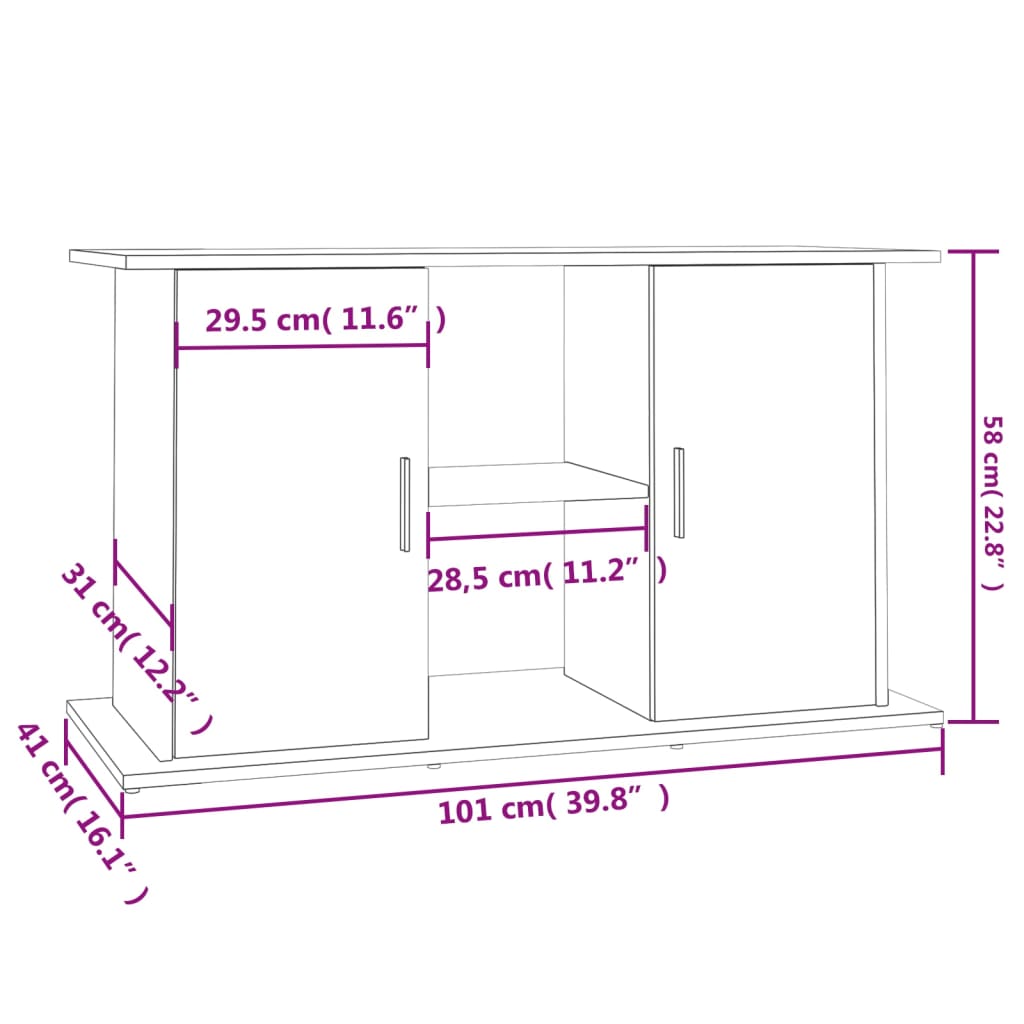 Suport acvariu, gri beton, 101x41x58 cm, lemn prelucrat