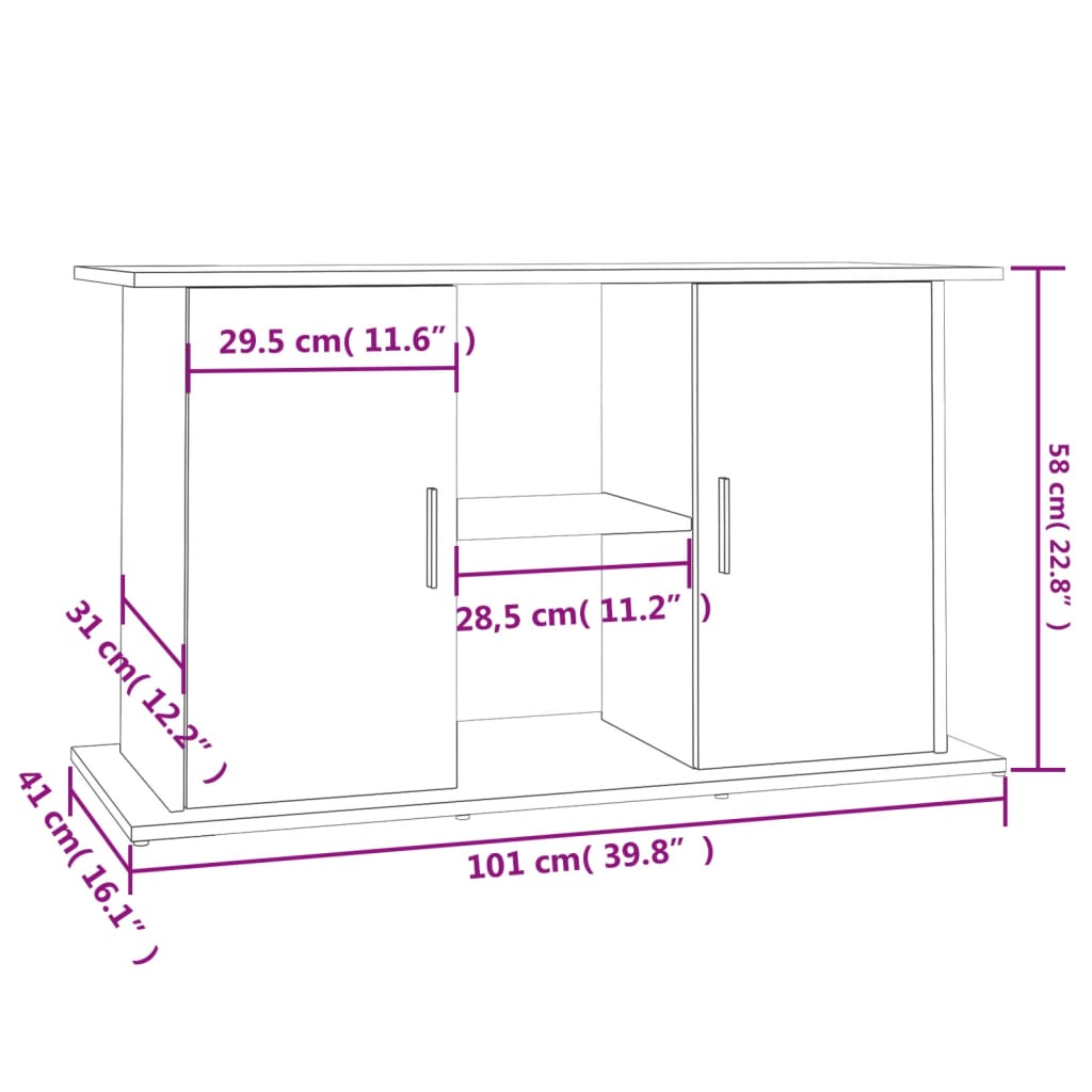 Suport acvariu, stejar maro, 101x41x58 cm, lemn prelucrat