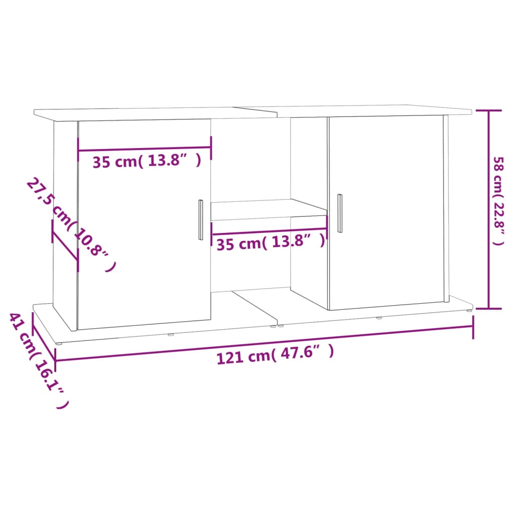 Suport acvariu, stejar sonoma, 121x41x58 cm, lemn prelucrat