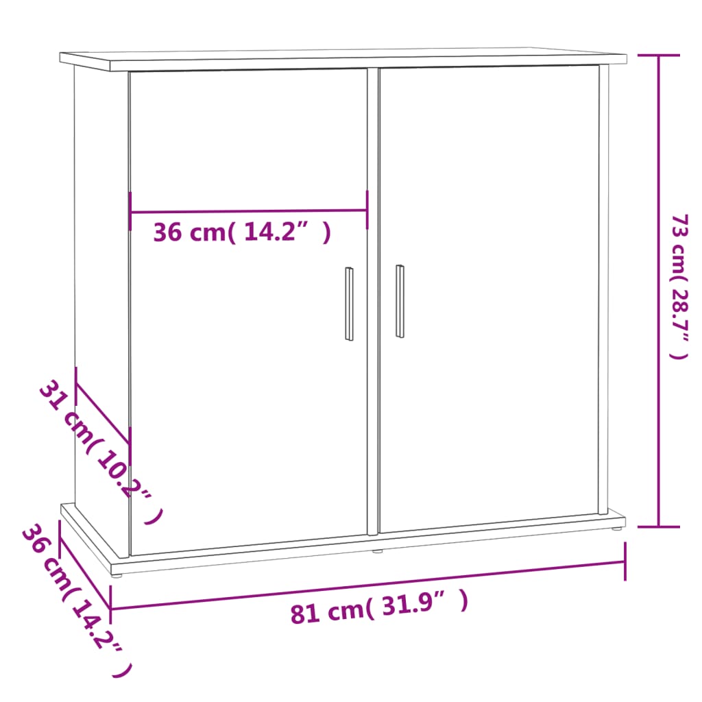 Suport acvariu, gri beton, 81x36x73 cm, lemn prelucrat