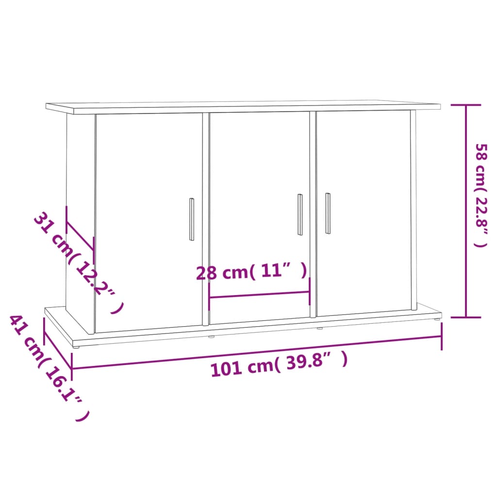 Suport acvariu, gri beton, 101x41x58 cm, lemn prelucrat