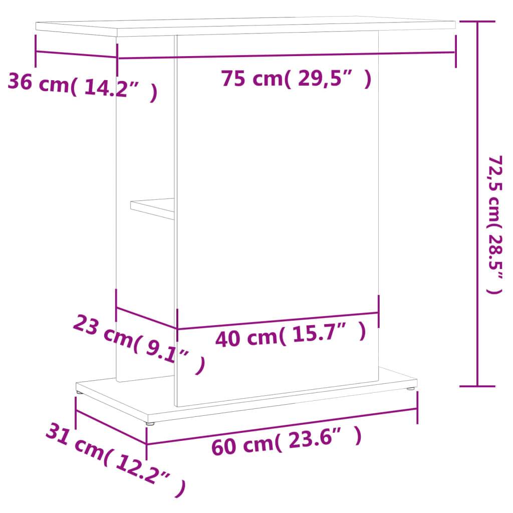 Suport pentru acvariu, negru, 75x36x72,5 cm, lemn prelucrat