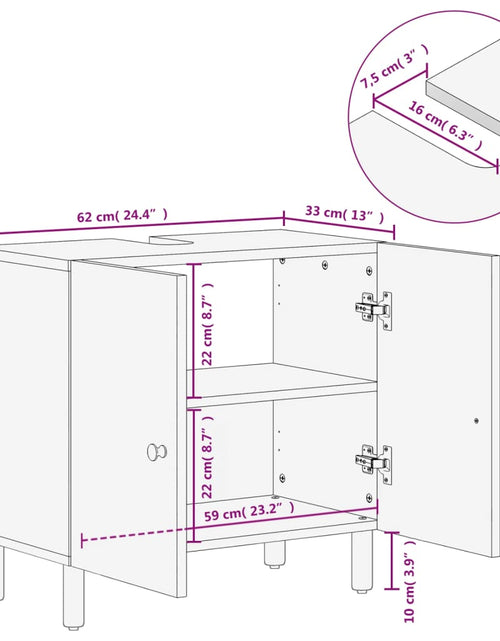 Încărcați imaginea în vizualizatorul Galerie, Dulap chiuveta de baie, negru, 62x33x58 cm, lemn masiv de mango
