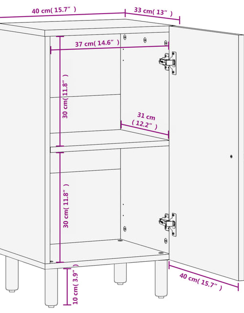 Загрузите изображение в средство просмотра галереи, Dulap lateral, negru, 40x33x75 cm, lemn masiv de mango
