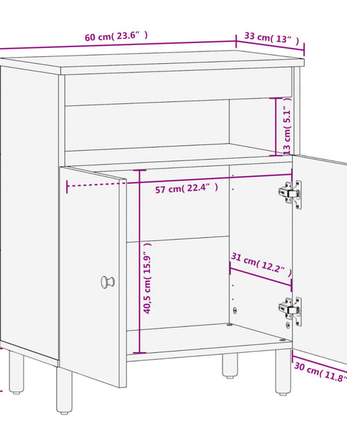 Загрузите изображение в средство просмотра галереи, Dulap lateral, 60x33x75 cm, lemn masiv de mango
