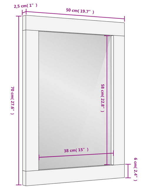 Загрузите изображение в средство просмотра галереи, Oglindă de baie negru 50x70x2,5cm lemn masiv de mango și sticlă
