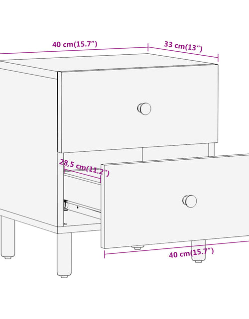 Загрузите изображение в средство просмотра галереи, Noptiere, 2 buc., 40x33x46 cm, lemn masiv de acacia
