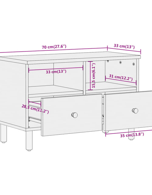 Încărcați imaginea în vizualizatorul Galerie, Comodă TV, 70x33x46 cm, lemn masiv de mango
