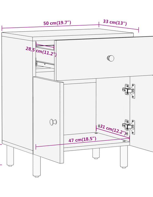 Încărcați imaginea în vizualizatorul Galerie, Noptieră, 50x33x60 cm, lemn masiv de mango
