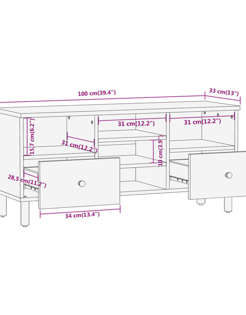 Загрузите изображение в средство просмотра галереи, Comodă TV, 100x33x46 cm, lemn masiv de mango
