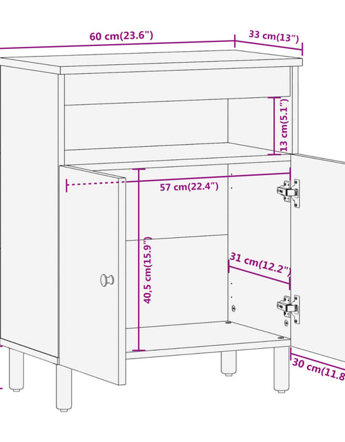 Загрузите изображение в средство просмотра галереи, Dulap lateral, 60x33x75 cm, lemn masiv de mango
