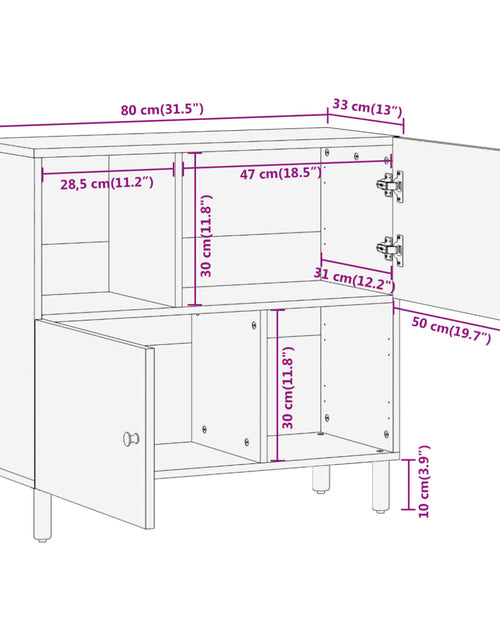 Загрузите изображение в средство просмотра галереи, Dulap lateral, 80x33x75 cm, lemn masiv de mango
