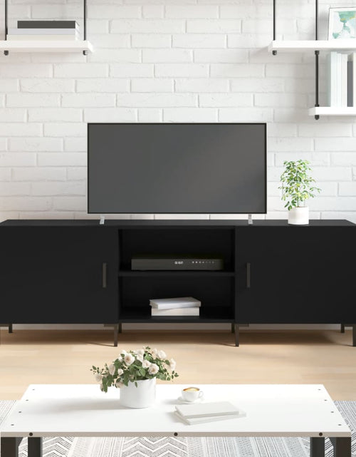 Загрузите изображение в средство просмотра галереи, Comodă TV, negru, 150x30x50 cm, lemn compozit
