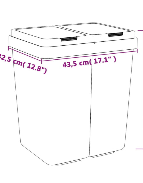 Încărcați imaginea în vizualizatorul Galerie, Coș de gunoi dublu, alb, 2x25 L
