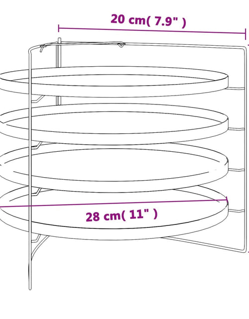 Încărcați imaginea în vizualizatorul Galerie, Tăvi pentru pizza, 4 buc., cu suport, Ø 28 cm, oțel
