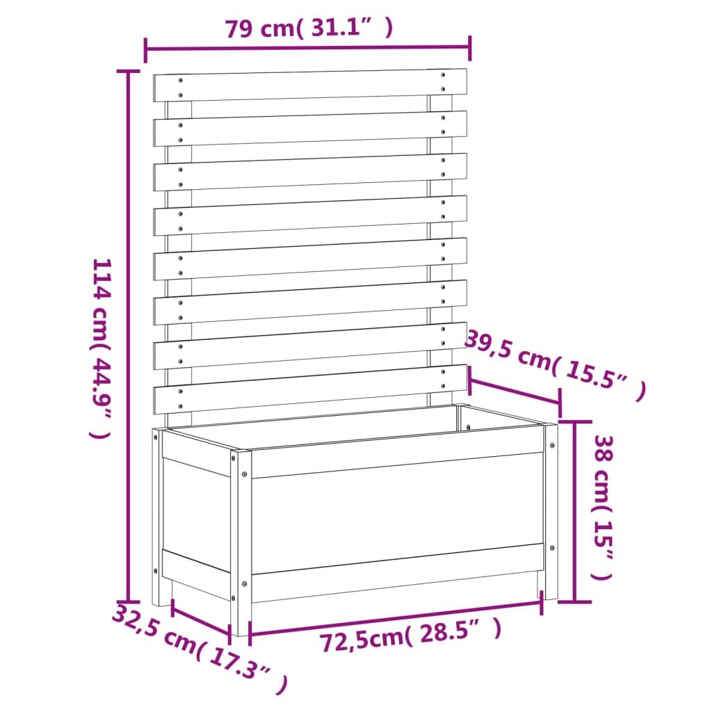 Jardinieră grădină cu raft, 79x39,5x114 cm, lemn masiv douglas