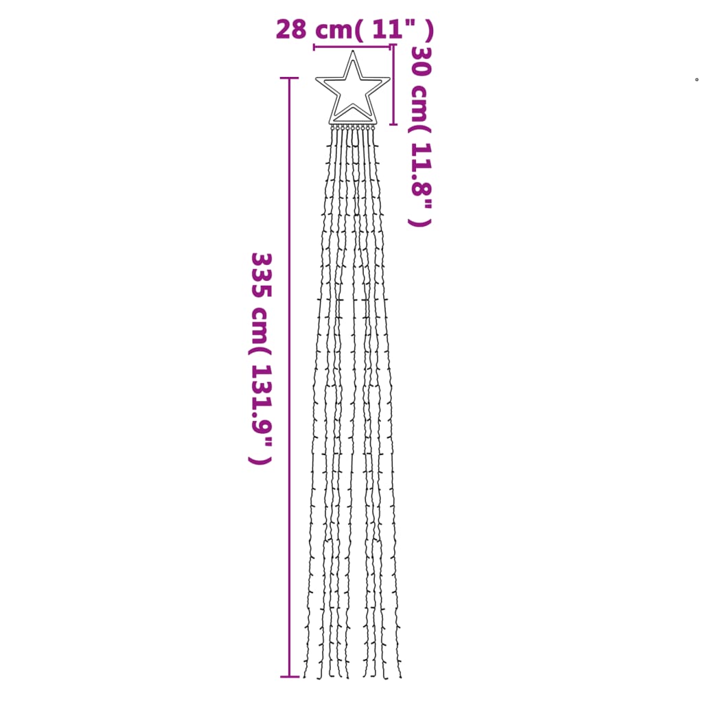 Instalație brad de Crăciun 320 LED-uri, alb rece, 375 cm