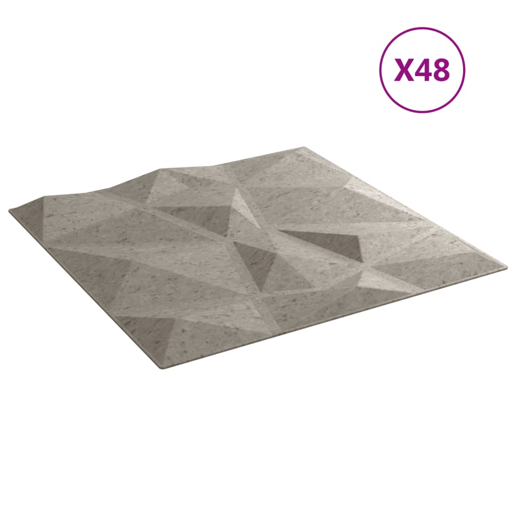 Panouri de perete 48 buc. gri beton 50x50 cm XPS 12 m² diamant