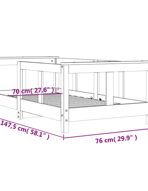 Încărcați imaginea în vizualizatorul Galerie, Cadru de pat pentru copii, 70x140 cm, lemn masiv de pin
