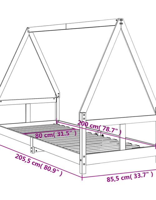 Încărcați imaginea în vizualizatorul Galerie, Cadru de pat pentru copii, 80x200 cm, lemn masiv de pin
