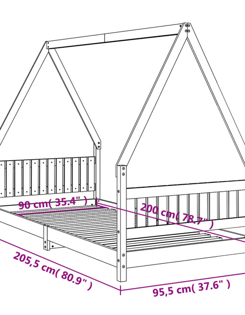 Încărcați imaginea în vizualizatorul Galerie, Cadru pat pentru copii, 90x200 cm, lemn masiv de pin
