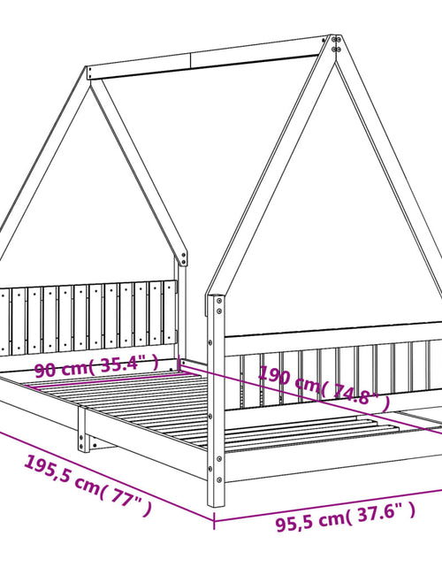 Загрузите изображение в средство просмотра галереи, Cadru de pat pentru copii, 90x190 cm, lemn masiv de pin
