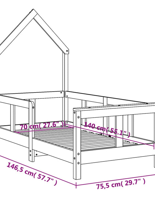 Încărcați imaginea în vizualizatorul Galerie, Cadru de pat pentru copii, 70x140 cm, lemn masiv de pin
