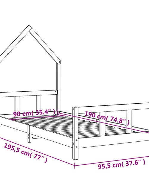 Загрузите изображение в средство просмотра галереи, Cadru de pat pentru copii, 90x190 cm, lemn masiv de pin
