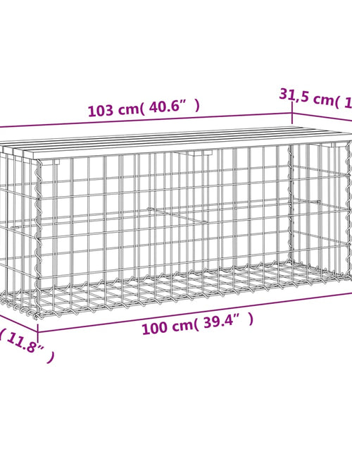 Încărcați imaginea în vizualizatorul Galerie, Bancă de grădină, design gabion, 103x31,5x42 cm, lemn masiv pin
