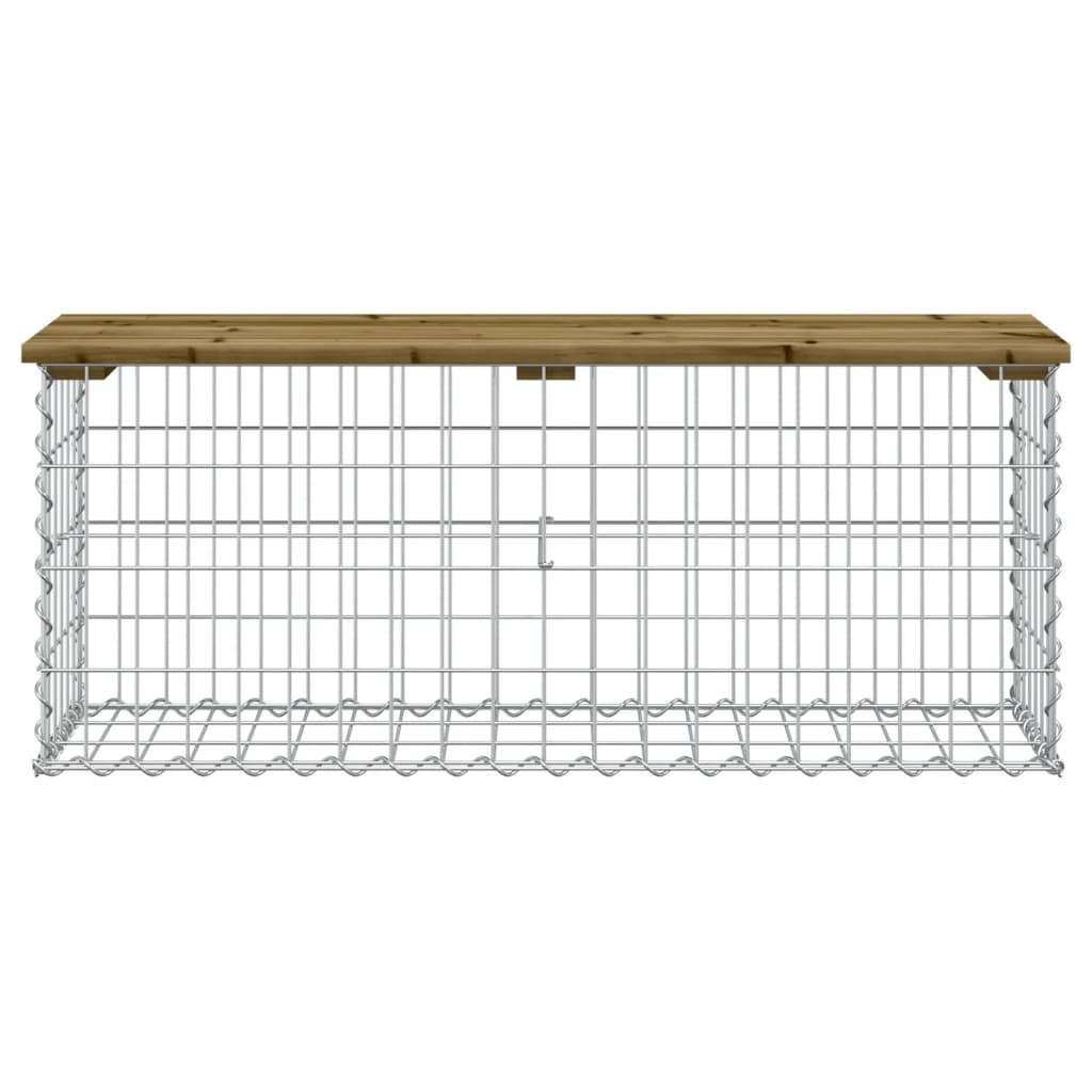 Bancă grădină, design gabion, 103x31,5x42cm, lemn pin impregnat