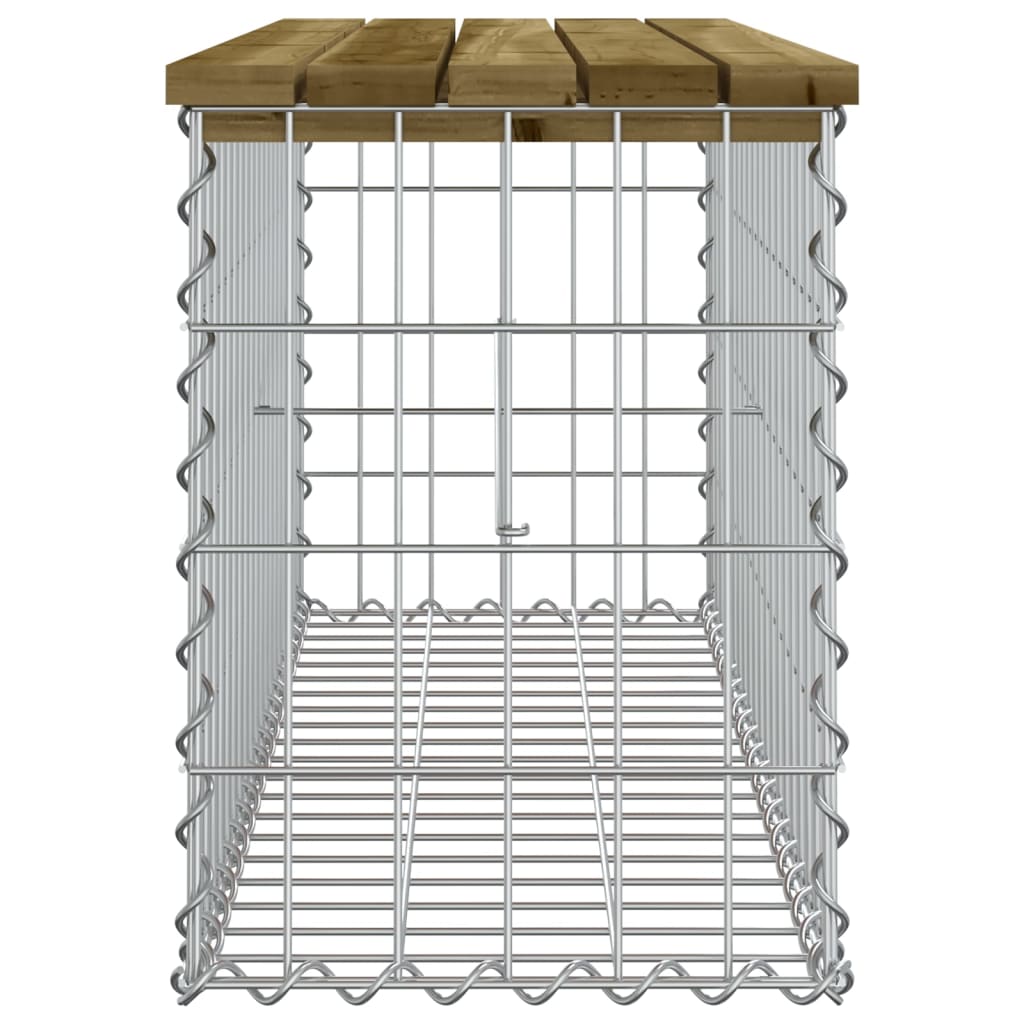 Bancă grădină, design gabion, 103x31,5x42cm, lemn pin impregnat