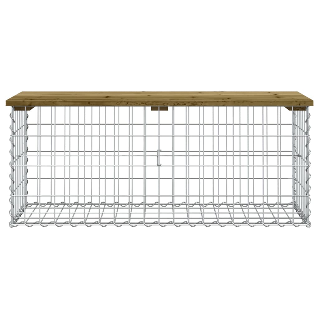 Bancă grădină, design gabion, 103x44x42 cm, lemn pin impregnat