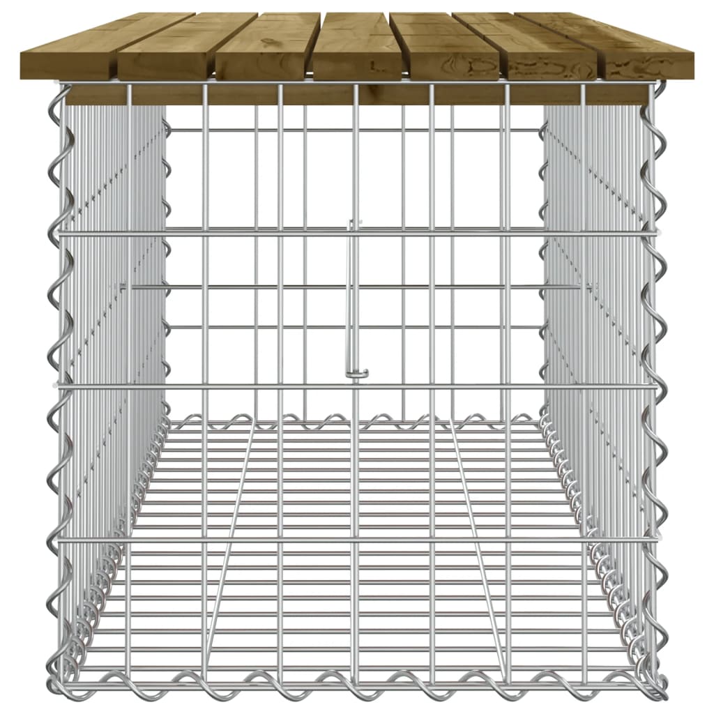 Bancă grădină, design gabion, 103x44x42 cm, lemn pin impregnat